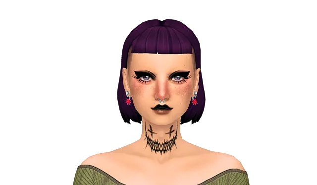 Vista previa de Scary Smiley Face Neck Tattoo, detalles de piel de toastie-sim para Los Sims 4.