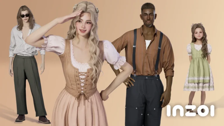 Cuatro Zois muestran peinados y conjuntos de ropa de la actualización 0.11.0 sobre un fondo beige.