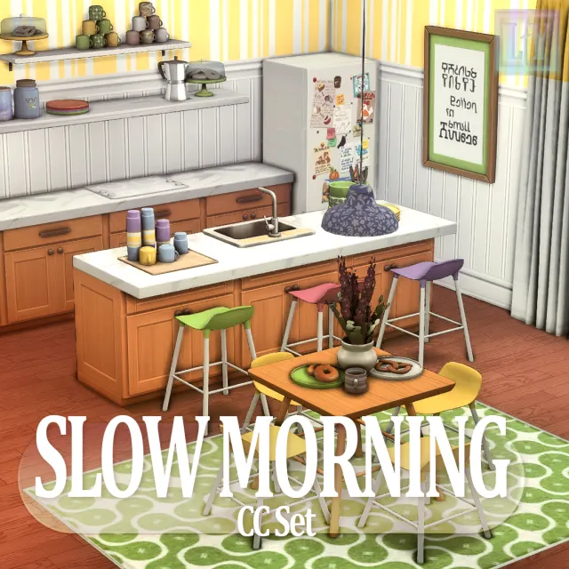 Vista previa de Slow MorningSet, muebles de luuforyou para Los Sims 4.