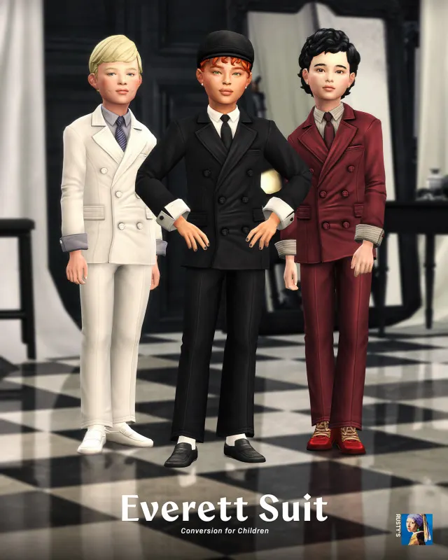 Vista previa de Suit Set for Kids!, ropa de rustys-cc para Los Sims 4.