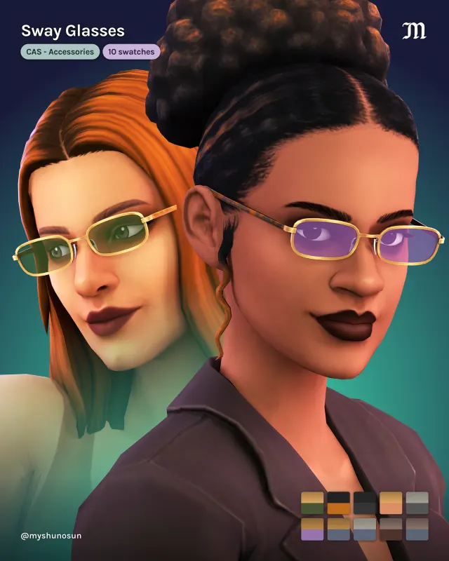Vista previa de Sway Glasses, accesorios de myshunosun para Los Sims 4.