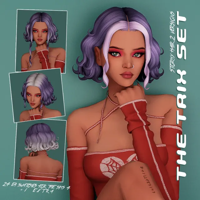 The Trix: cabello Stormy en dos versiones para Los Sims 4