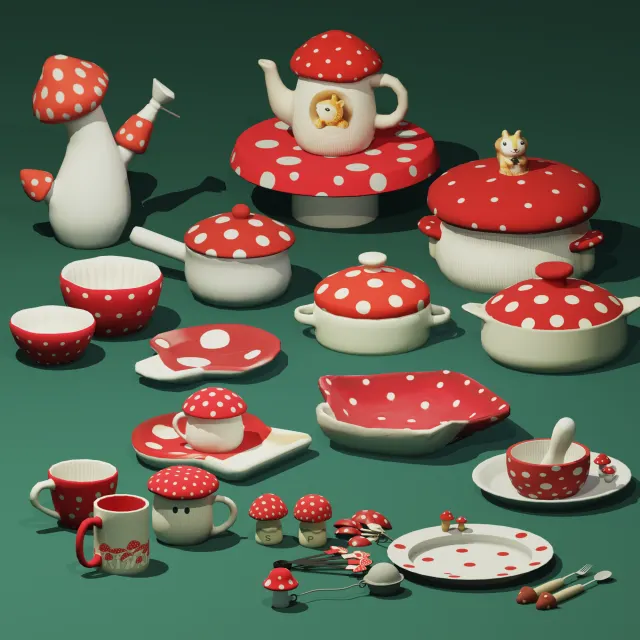 Vista previa de Toadstool Delights Set, decoración de officialsnootysims para Los Sims 4.
