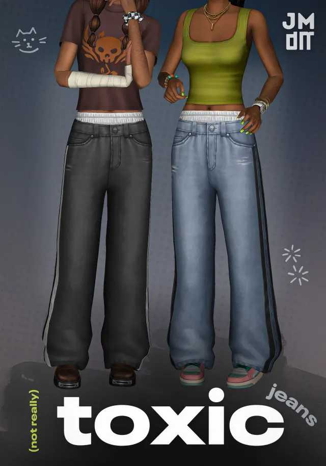 Toxic: pantalones vaqueros para Los Sims 4