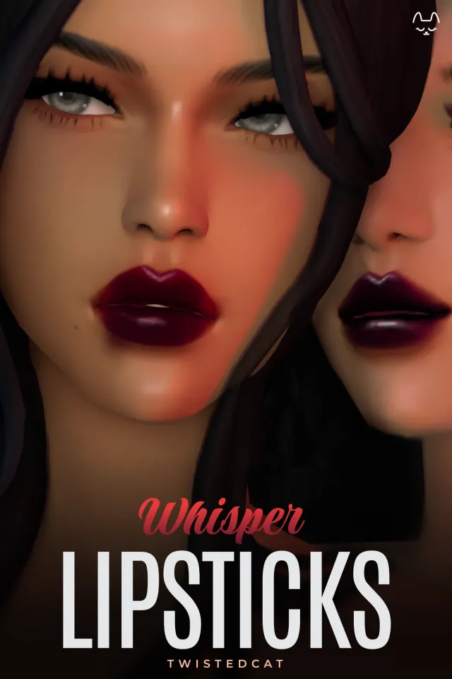 Vista previa de Whisper Lipsticks, contenido personalizado de twisted-cat para Los Sims 4.